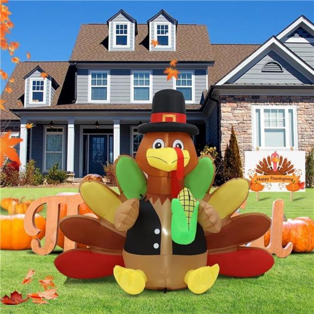 6 Ft Inflatable Turkey Corn Thanksgiving Yard Decoration LED